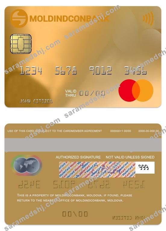 Moldova MoldindconBank gold credit mastercard